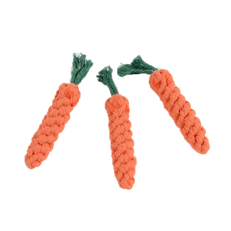 Factory direct supply cotton rope carrot dog toy dog bite resistant molar cleaning pet toy